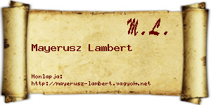 Mayerusz Lambert névjegykártya